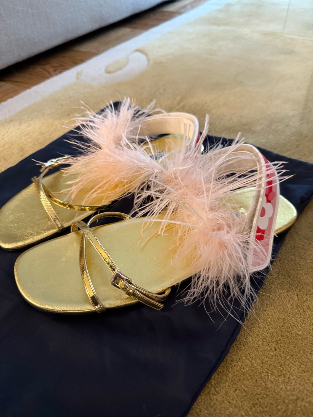 Authentic Prada Gold Leather Feather Sandals - Picture 4 of 10